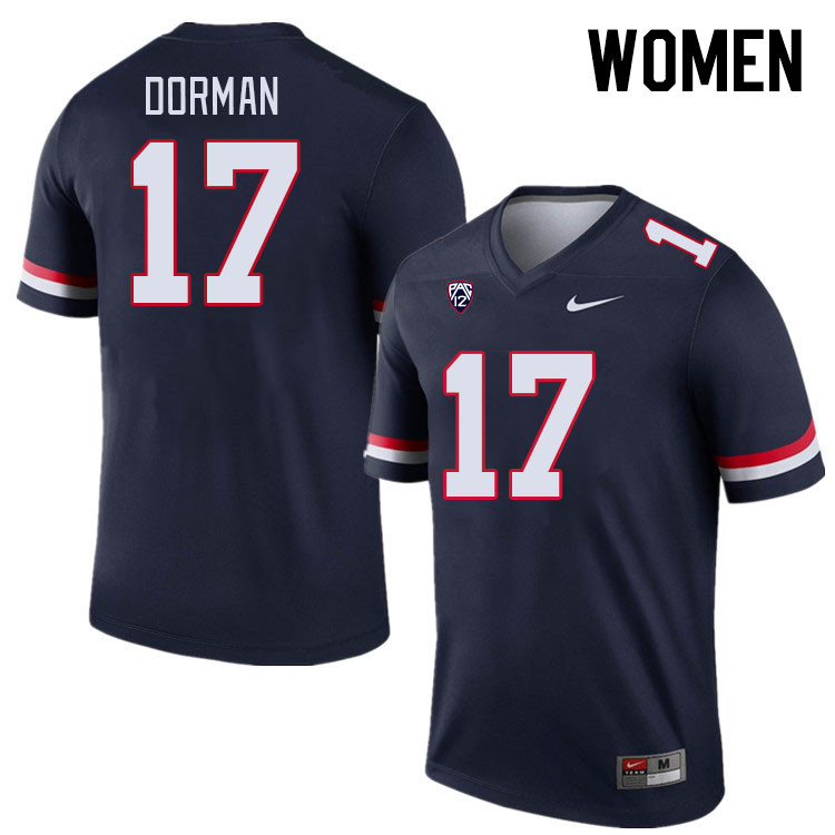 Women #17 Brayden Dorman Arizona Wildcats College Football Jerseys Stitched-Navy - Click Image to Close
